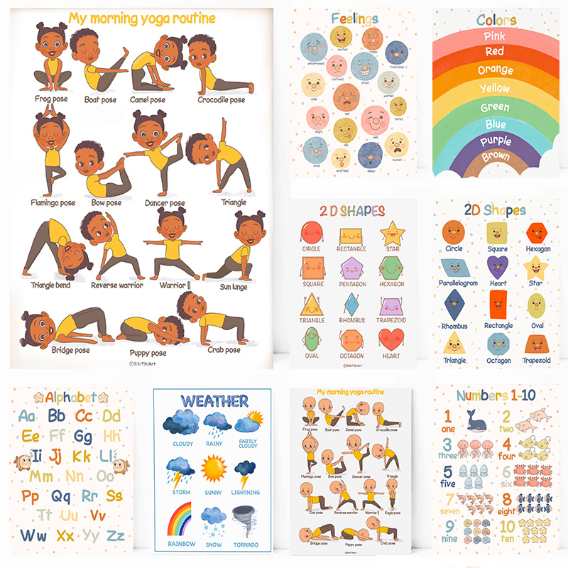 Kids Yoga Education - Montessori Educational Kids Yoga Colors Geometric