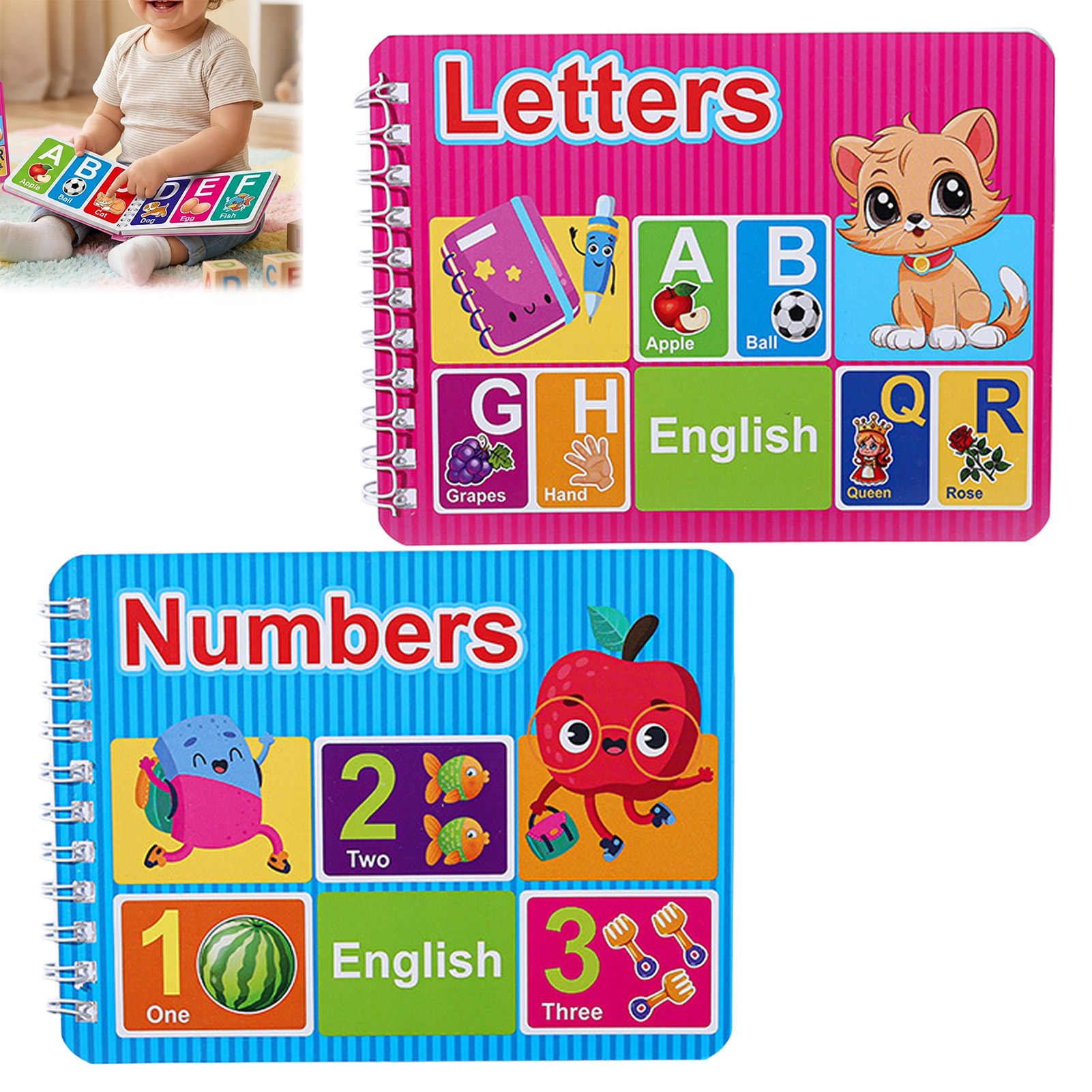 Kids Educational - Alphabet Numbers & More - Early Education Cognitive Cards Book Alphabet