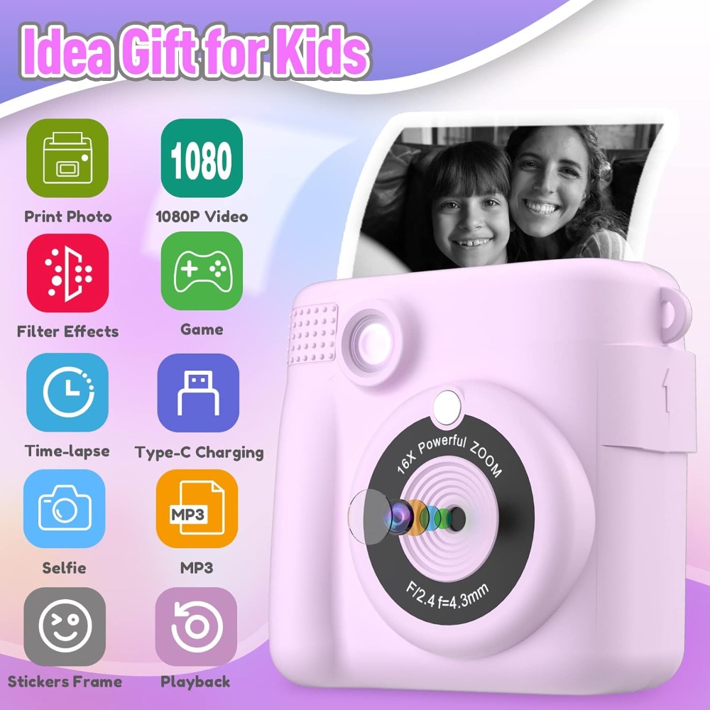Instant Print Camera for Kids, - Kids Education Card recensie en prijs